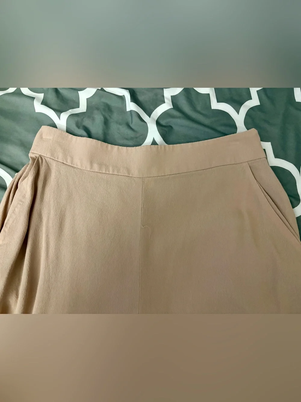 Leith Blush Pink Wide Leg Cropped Pants Medium Side Zip Elastic Back Rayon